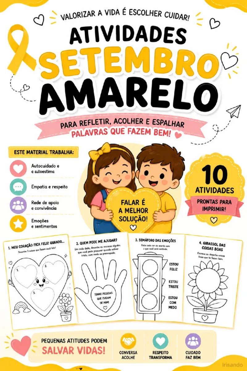💛 Kit de Atividades Setembro Amarelo — IRISANDO — Alfabetização para Educação Infantil: Um material pensado para trabalhar…