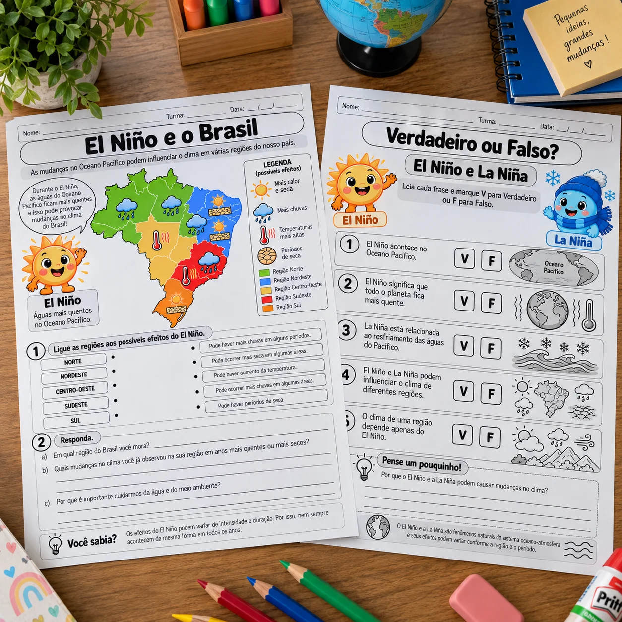 Kit de atividades sobre El Niño e La Niña para Ensino Fundamental — amostra 3: Kit de 10 atividades sobre El Niño e La Niña…