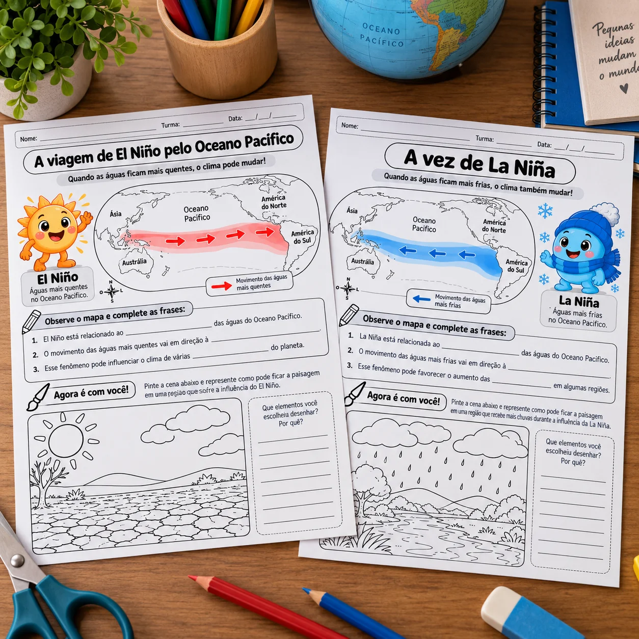 Kit de atividades sobre El Niño e La Niña para Ensino Fundamental — amostra 5: Kit de 10 atividades sobre El Niño e La Niña…