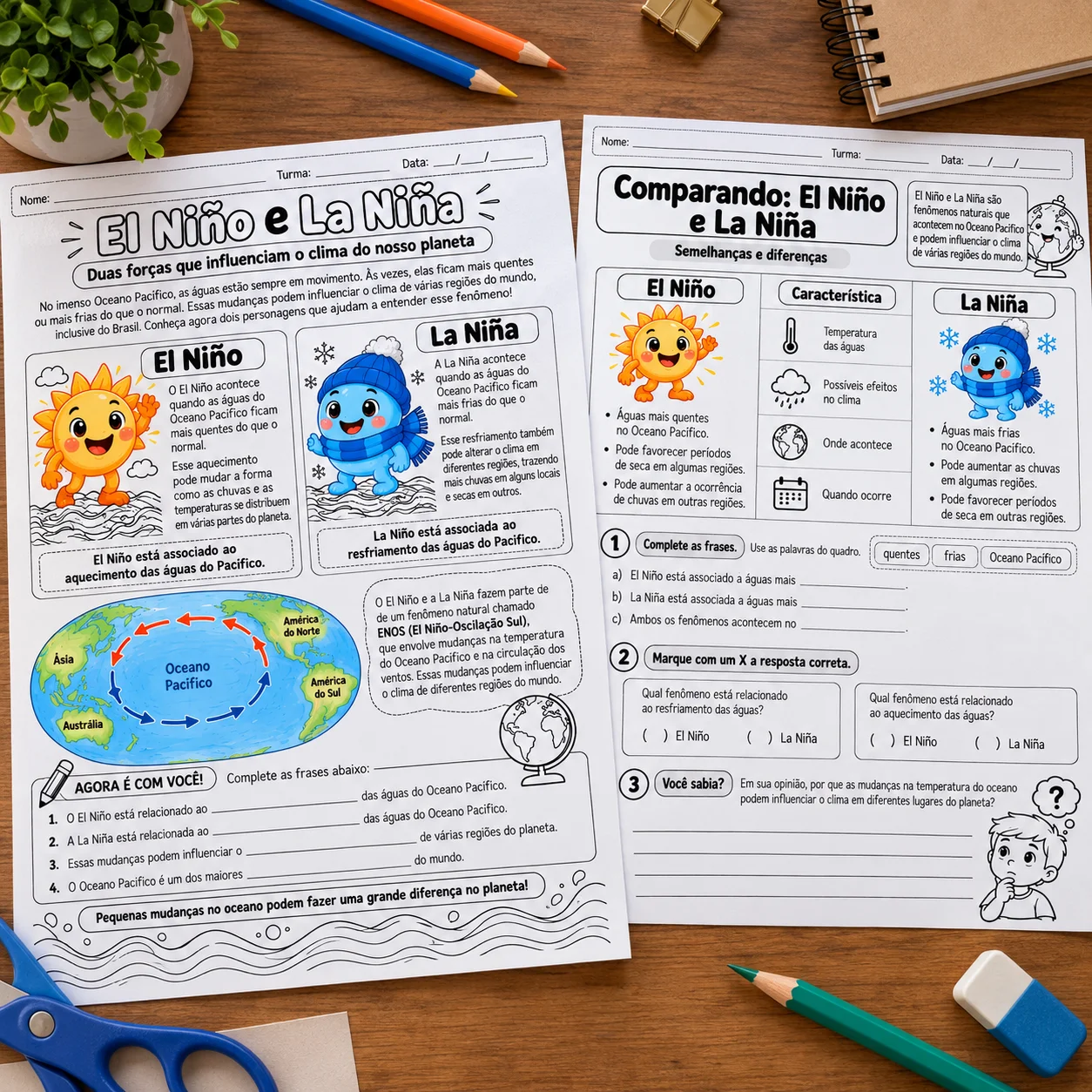 Kit de atividades sobre El Niño e La Niña para Ensino Fundamental — amostra 6: Kit de 10 atividades sobre El Niño e La Niña…