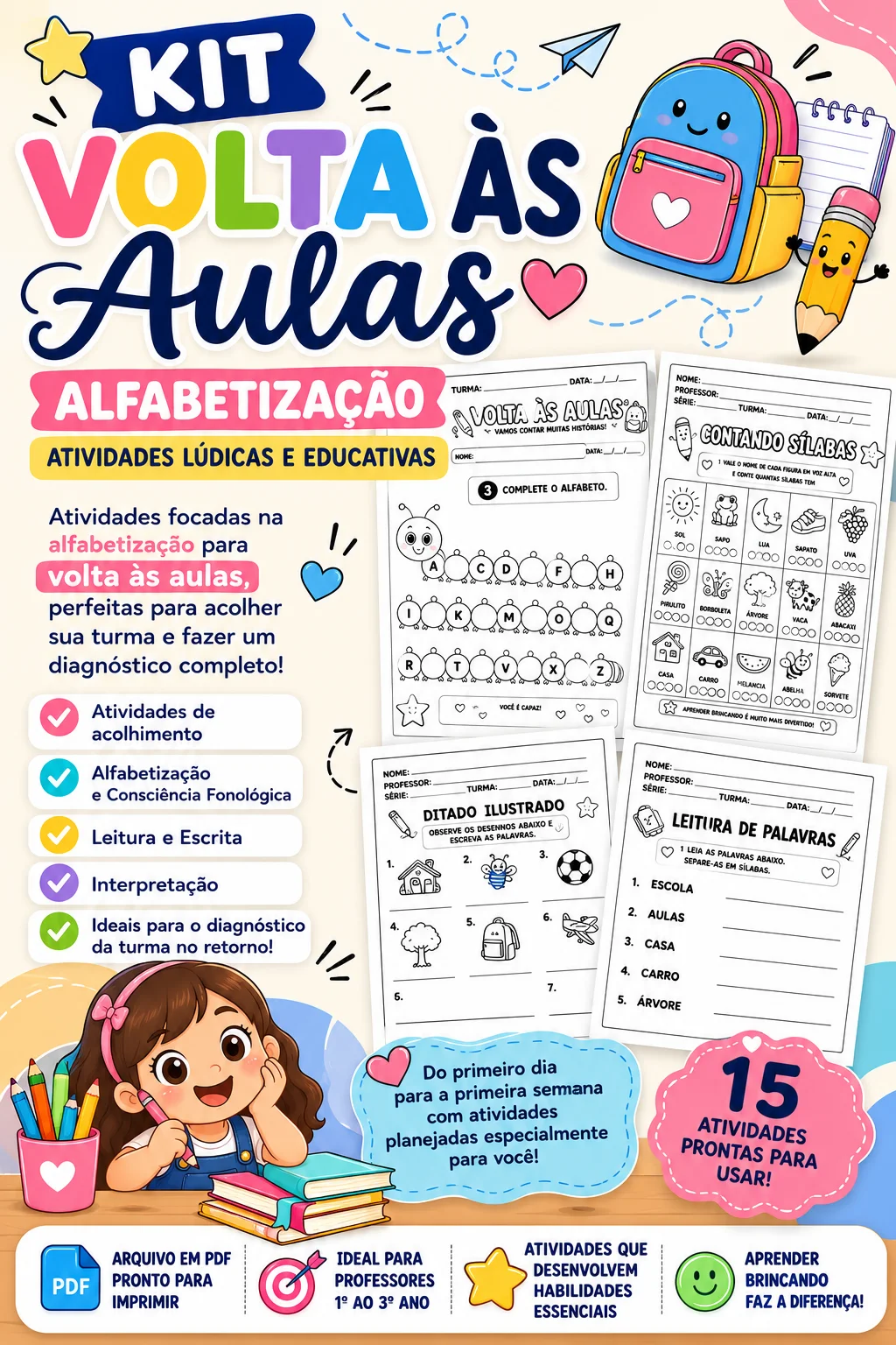 Kit de Atividades Volta às Aulas - Alfabetização — capa do material