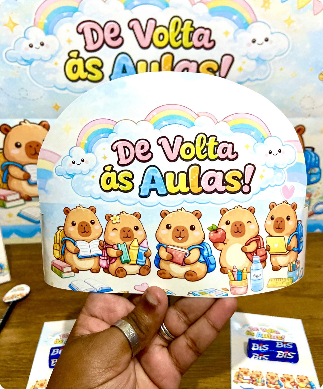 Kit de capivaras para imprimir na volta às aulas — amostra 1: Como usar o kit na chegada da turma