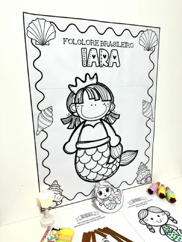 Kit de Cartaz colaborativo e atividades de Artes tema Iara- Folclore. — capa do material