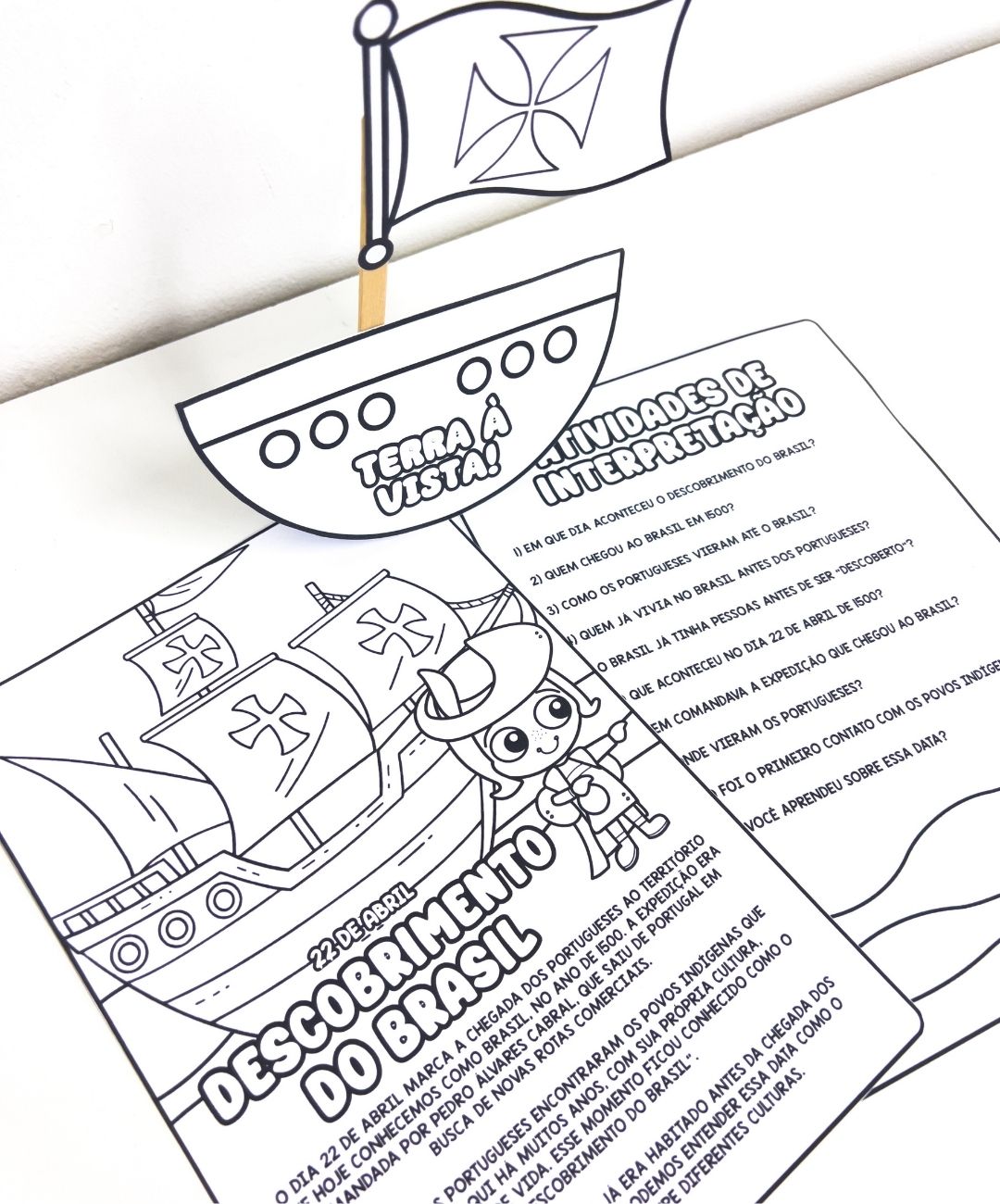 Kit de descobrimento do Brasil para imprimir — EI e Anos Iniciais — amostra 2: Como aplicar em sala