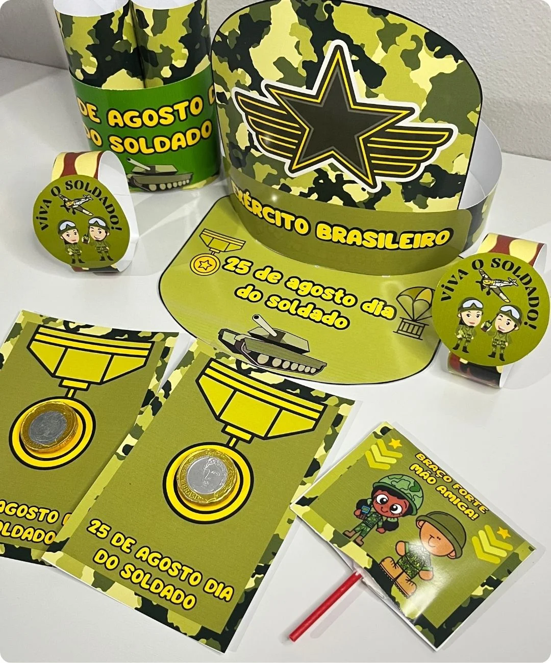 Kit de Dia do Soldado para imprimir – Educação Infantil — amostra 3: Peças incluídas no PDF
