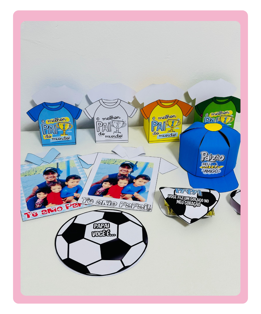 Kit de Dia dos Pais para imprimir com painel e lembrancinhas — amostra 1: Uma homenagem para montar com a turma