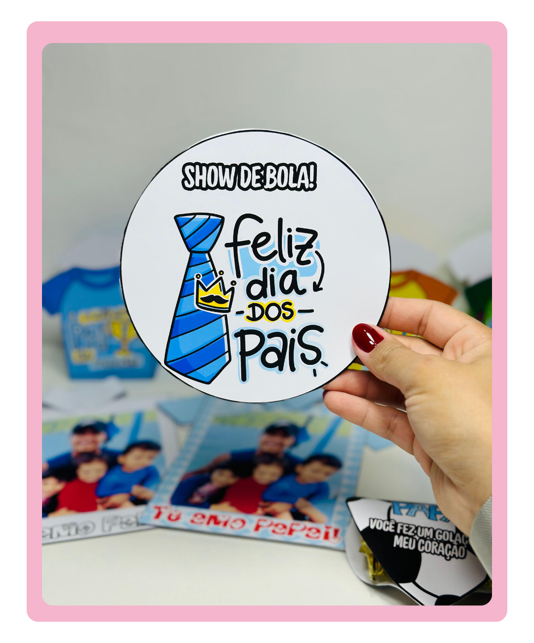 Kit de Dia dos Pais para imprimir com painel e lembrancinhas — amostra 3: O que você encontra no PDF