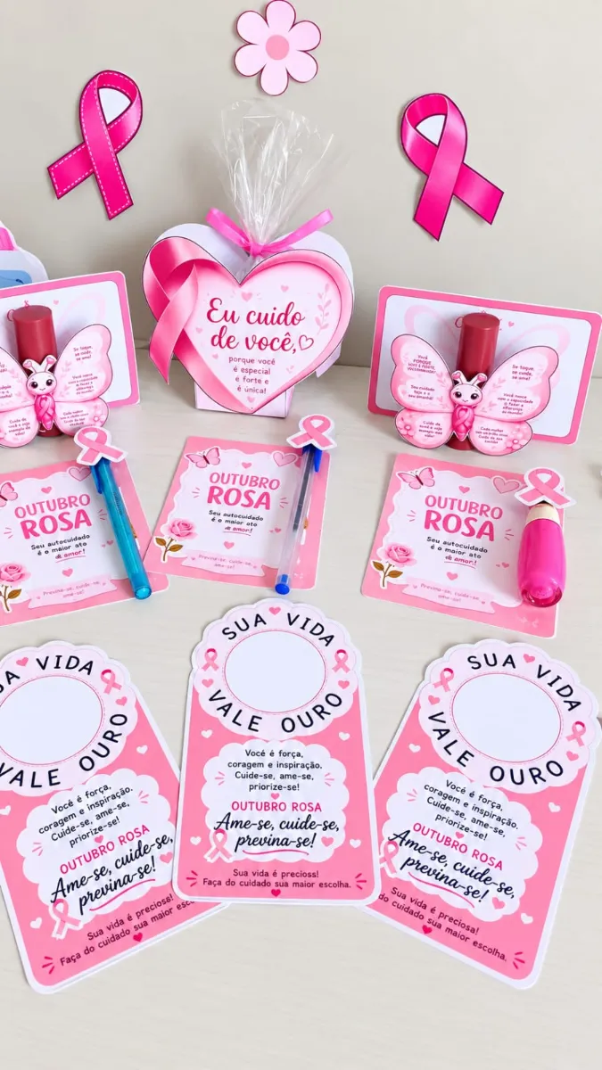 Kit de Lembrancinha Outubro Rosa 🩷 — Atividades para Todas as séries: Um kit delicado e especial para presentear e levar…