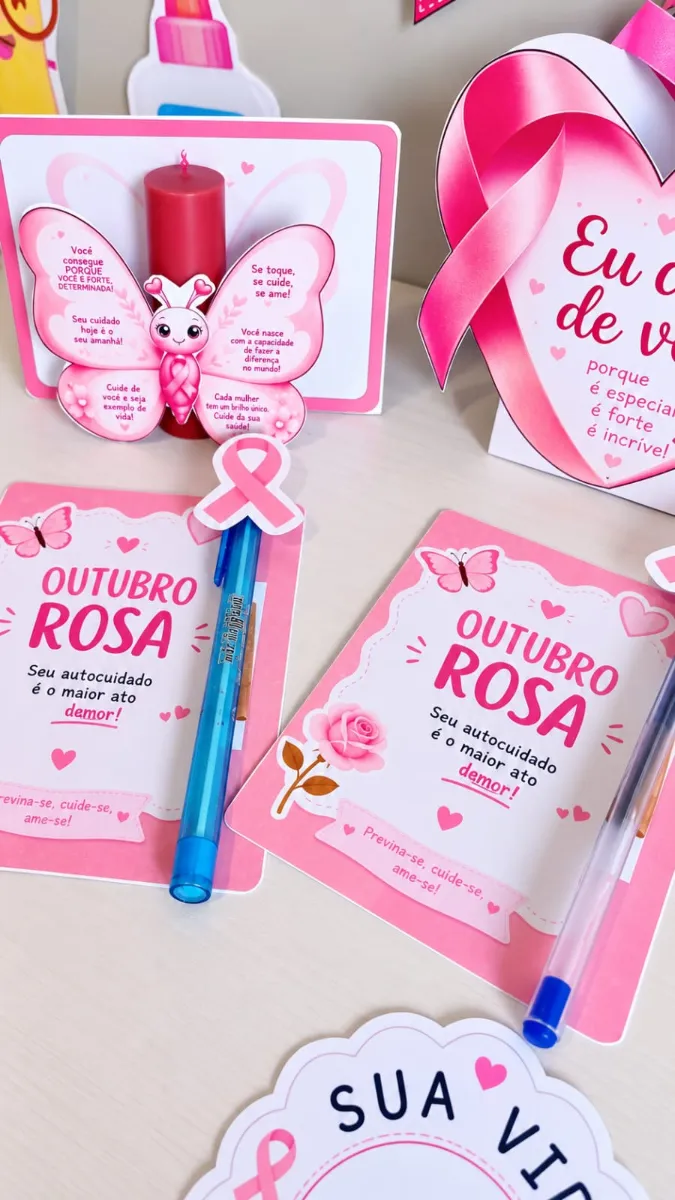 Kit de Lembrancinha Outubro Rosa 🩷 — amostra 2: Um kit delicado e especial para presentear e levar uma mensagem de amor,…