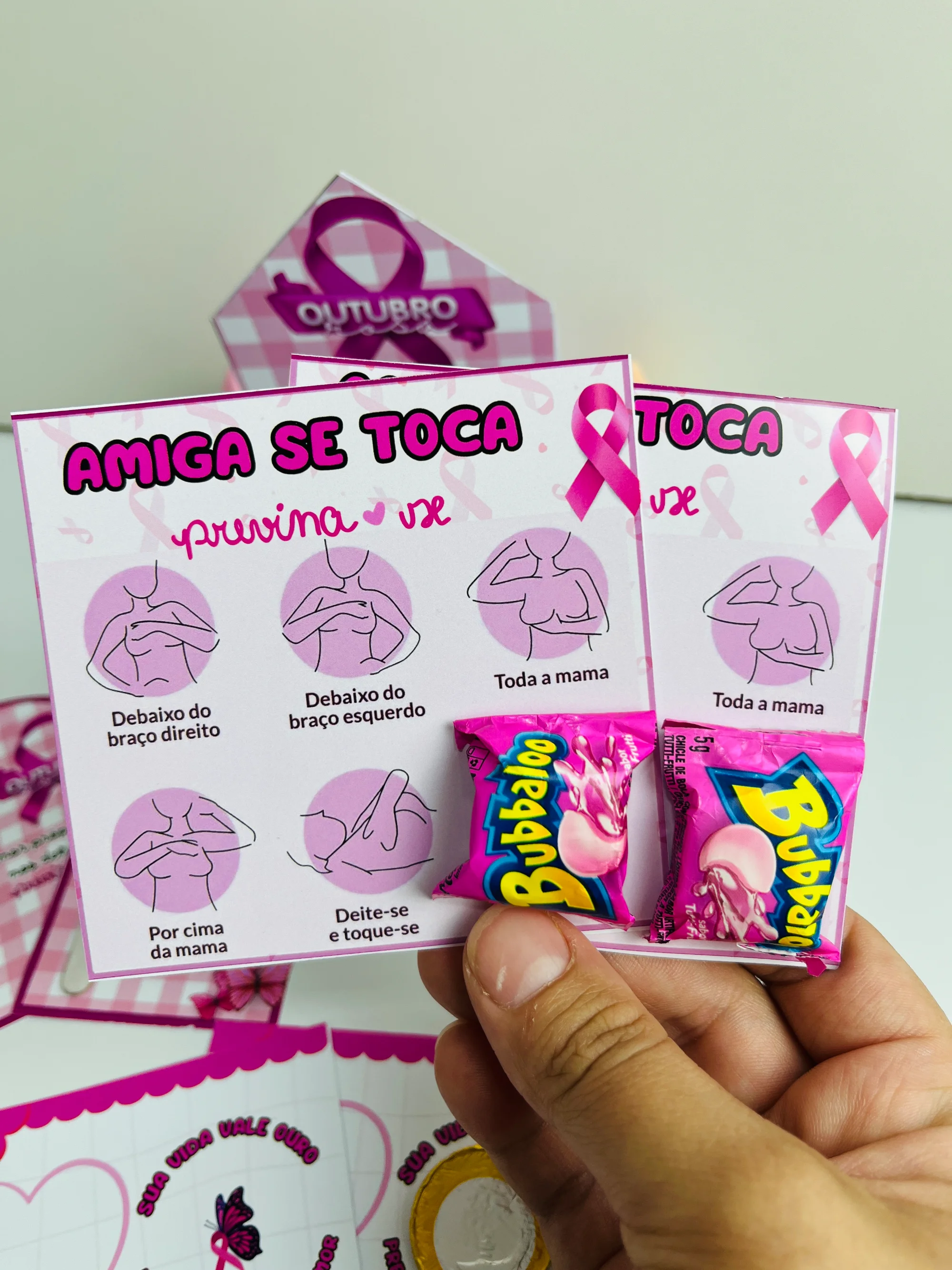 Kit de Lembrancinhas OUTUBRO ROSA – Material Pedagógico — amostra 2: O cuidado com a vida começa com um simples gesto de…