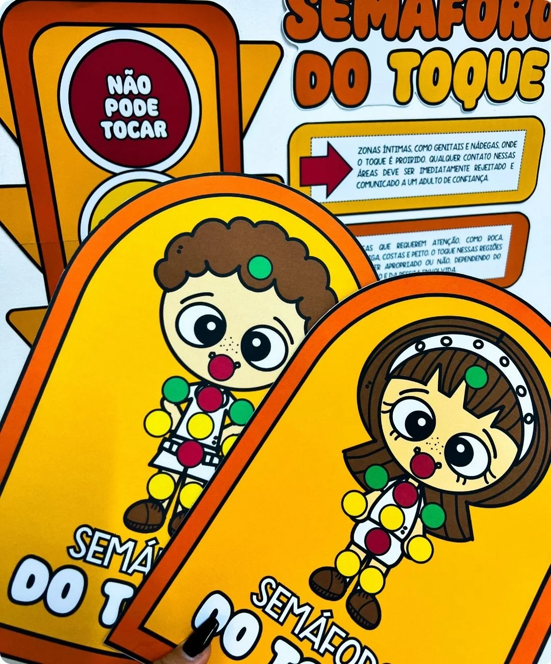 Kit de Maio Laranja para imprimir – Infantil e Anos Iniciais — amostra 1: Uma atividade visual para conversar sobre proteção