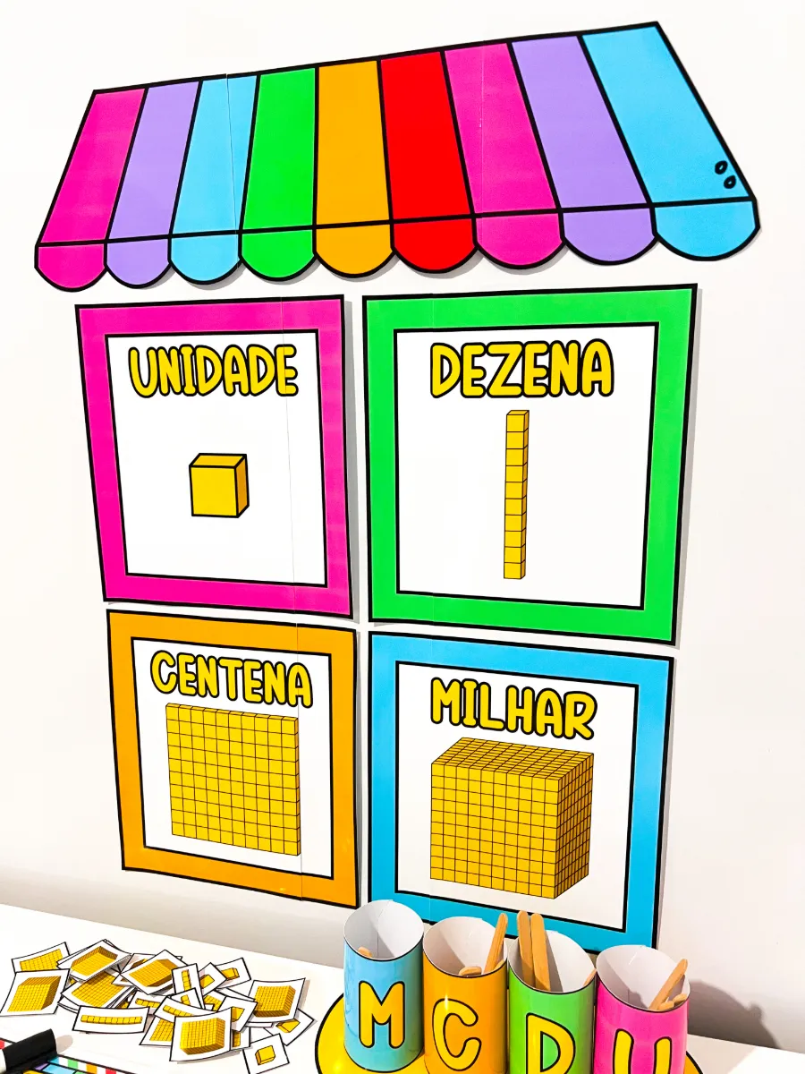 Kit de Material Dourado para Alfabetização Matemática — amostra 4: Kit de material dourado para trabalhar unidade, dezena,…