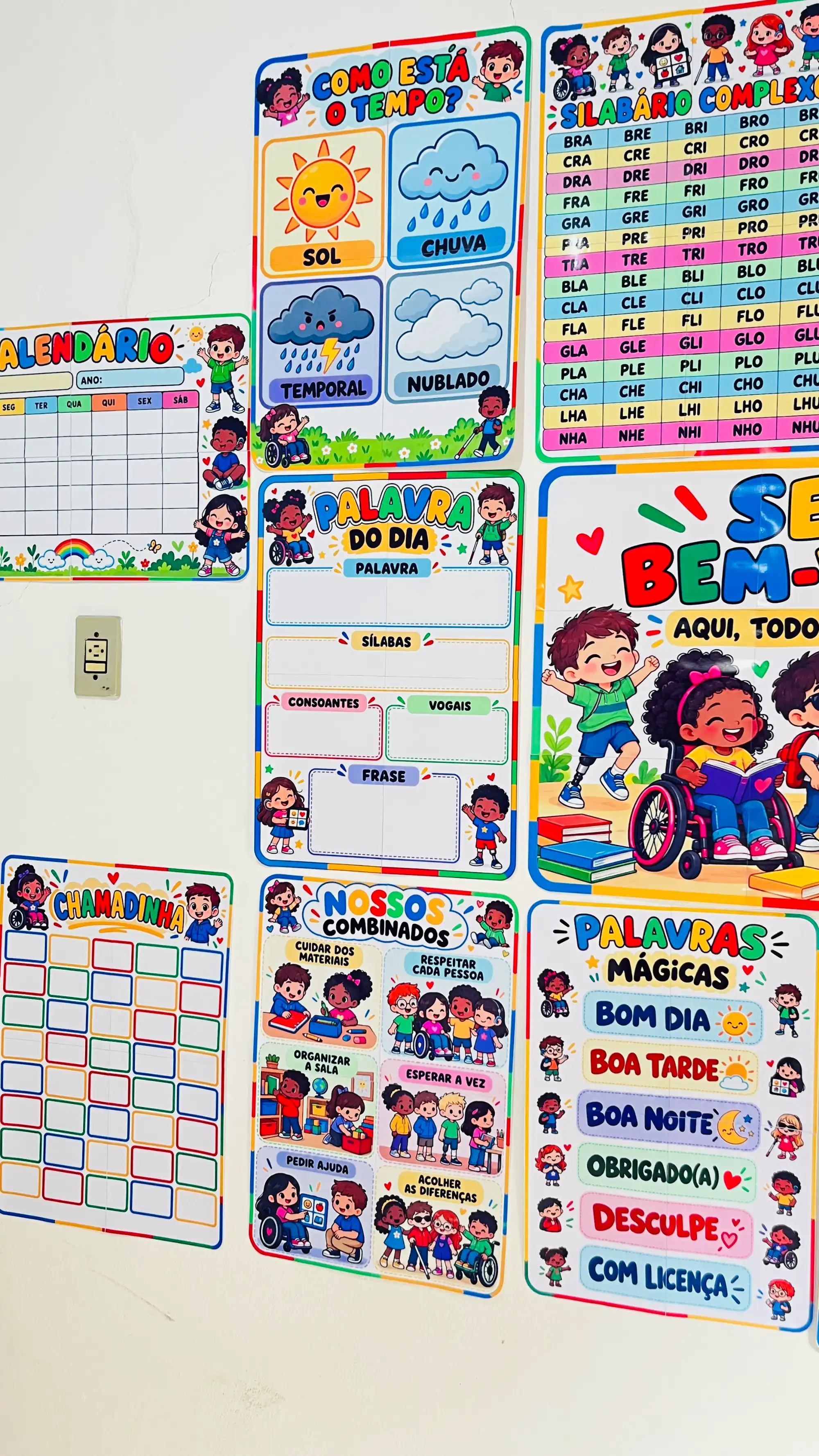 Kit de Organização de Sala de Aula - Tema: Inclusão — amostra 4: 🔠 Painel de vogais