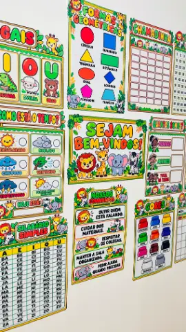 Kit de Organização de Sala de Aula Tema: Safari — amostra 3: Além de deixar a sala linda, o kit oferece recursos visuais…