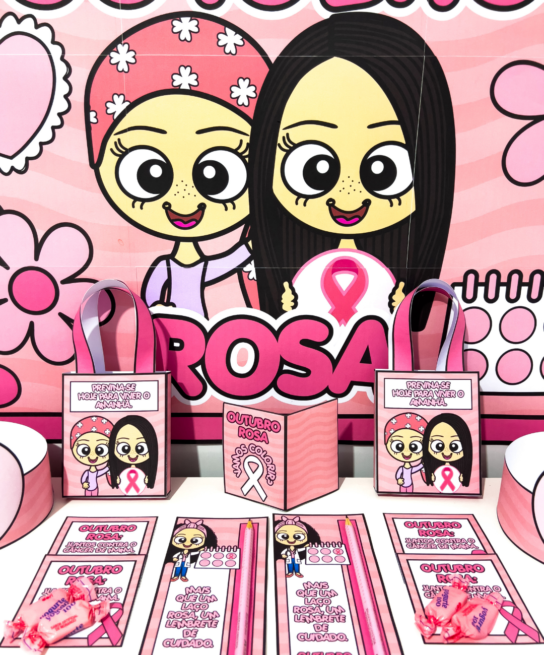 Kit de Outubro Rosa para imprimir — amostra 1: Uma proposta para levar o Outubro Rosa à sala