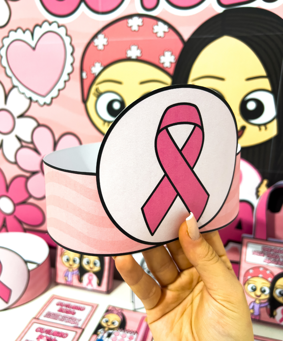 Kit de Outubro Rosa para imprimir — amostra 6: Prepare uma ação de Outubro Rosa na escola com painel, lembrancinhas e…