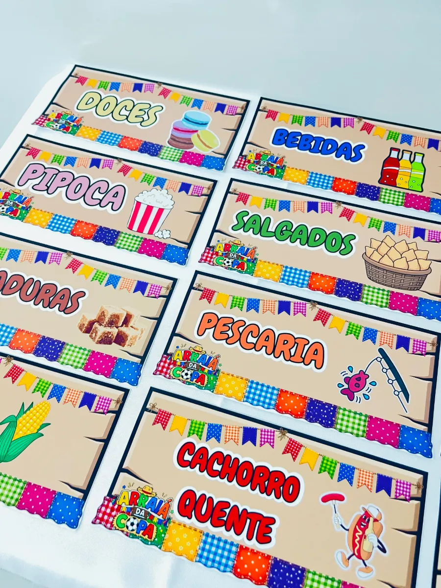 Kit de Plaquinhas para Festas Juninas - Decoração Escolar — amostra 2: Deixe sua Festa Junina mais organizada, bonita e…