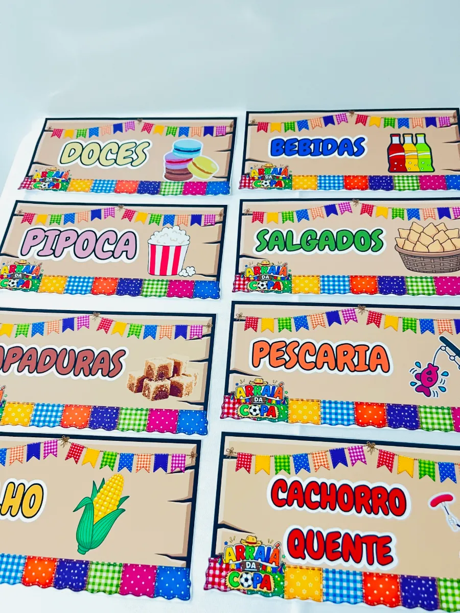 Kit de Plaquinhas para Festas Juninas - Decoração Escolar — amostra 3: Deixe sua Festa Junina mais organizada, bonita e…