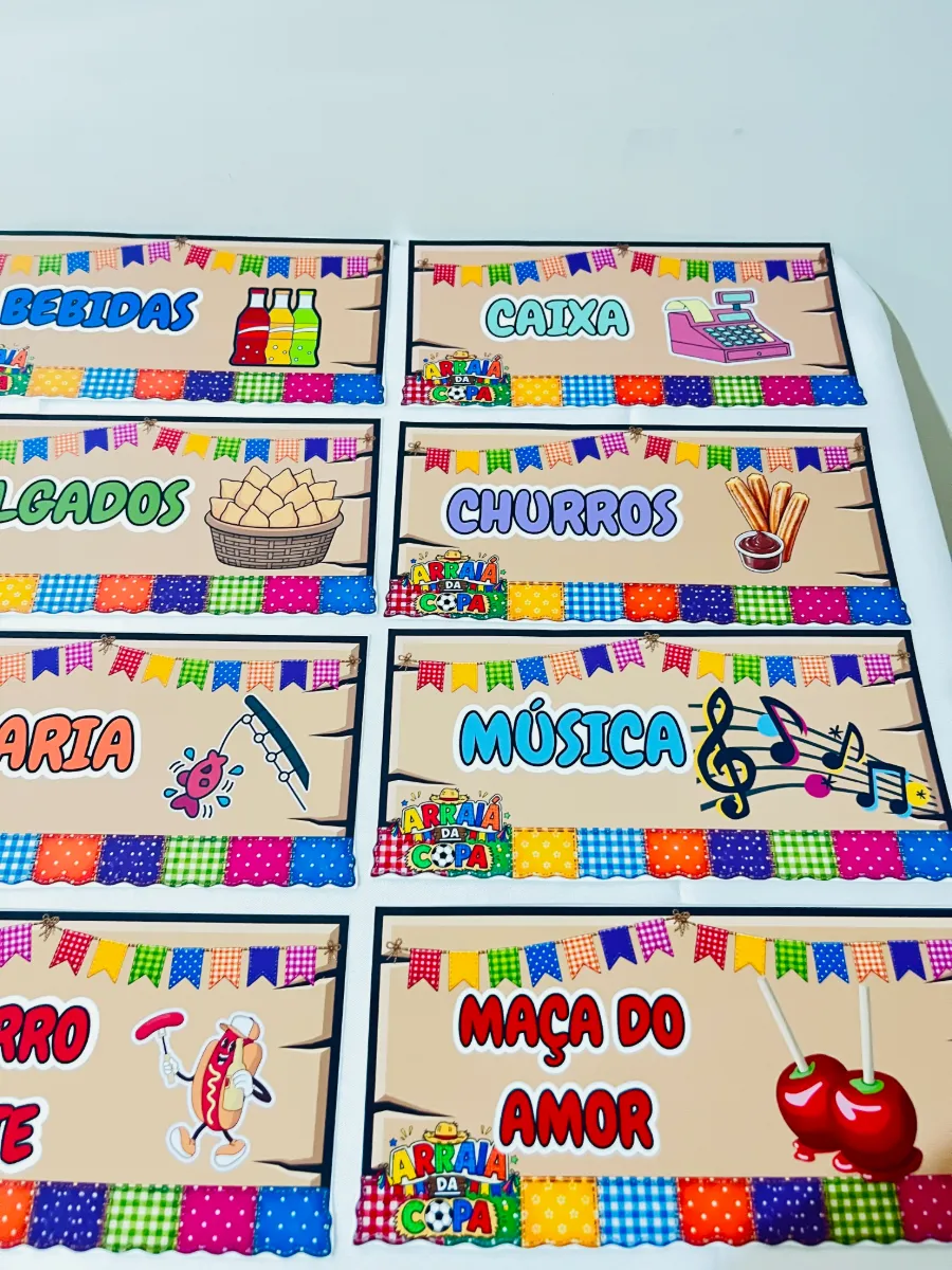 Kit de Plaquinhas para Festas Juninas - Decoração Escolar — amostra 4: Deixe sua Festa Junina mais organizada, bonita e…
