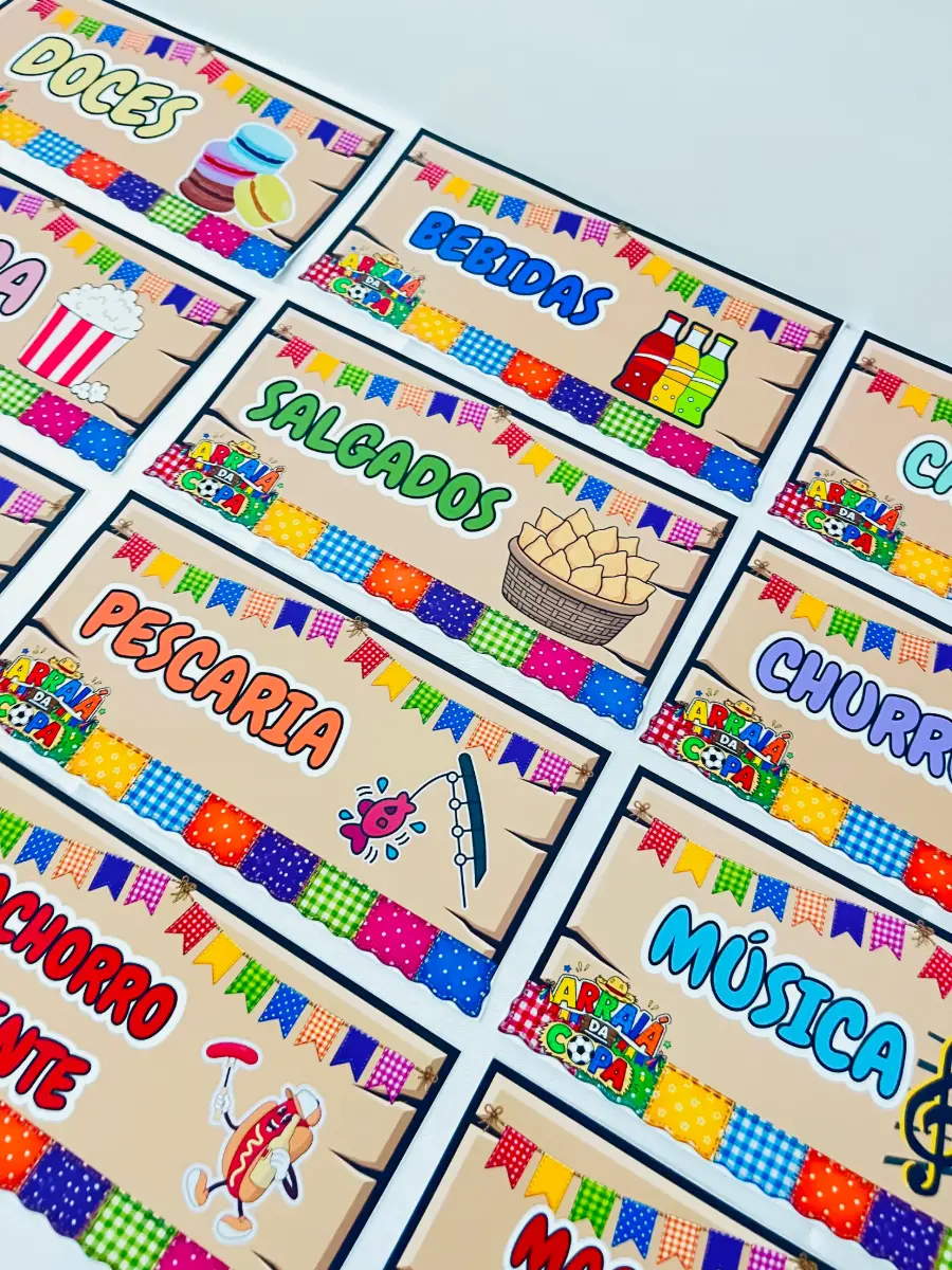 Kit de Plaquinhas para Festas Juninas - Decoração Escolar — amostra 5: Deixe sua Festa Junina mais organizada, bonita e…