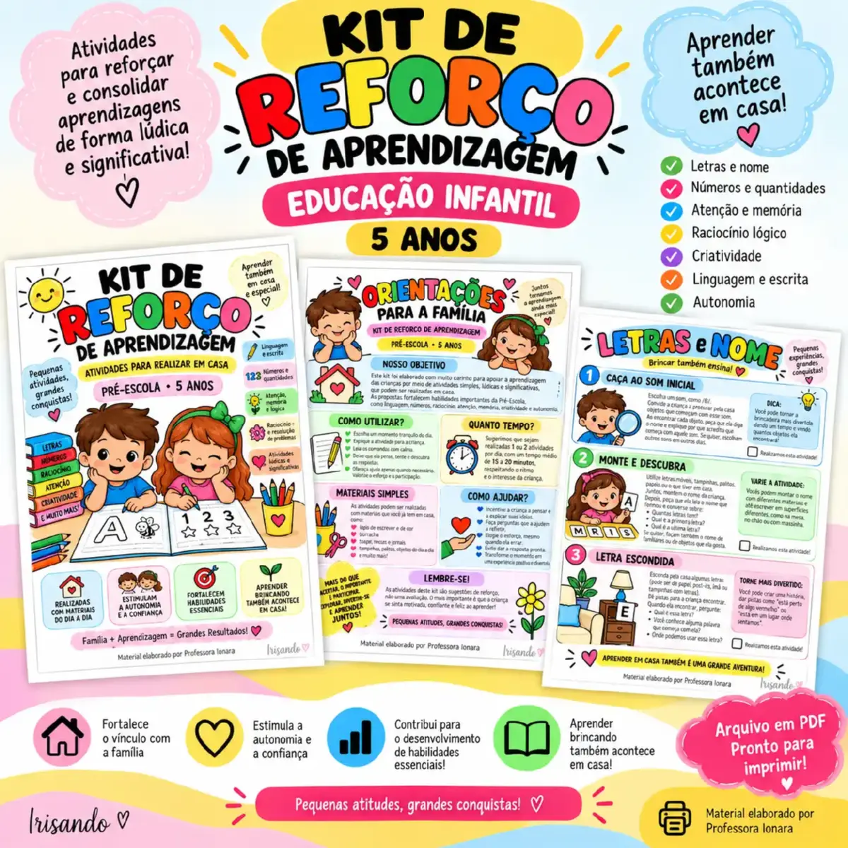 KIT DE REFORÇO DE APRENDIZAGEM — EDUCAÇÃO INFANTIL — Alfabetização para Educação Infantil: Um material pensado para…