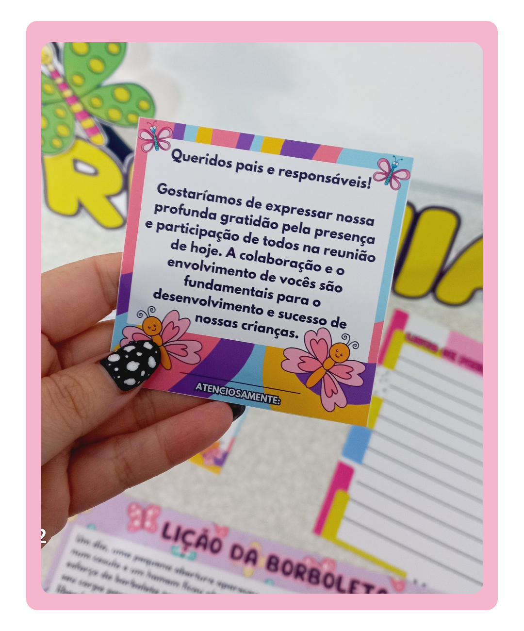 Kit de reunião de pais para imprimir: a lição de uma borboleta — amostra 4: Para quem este kit é indicado