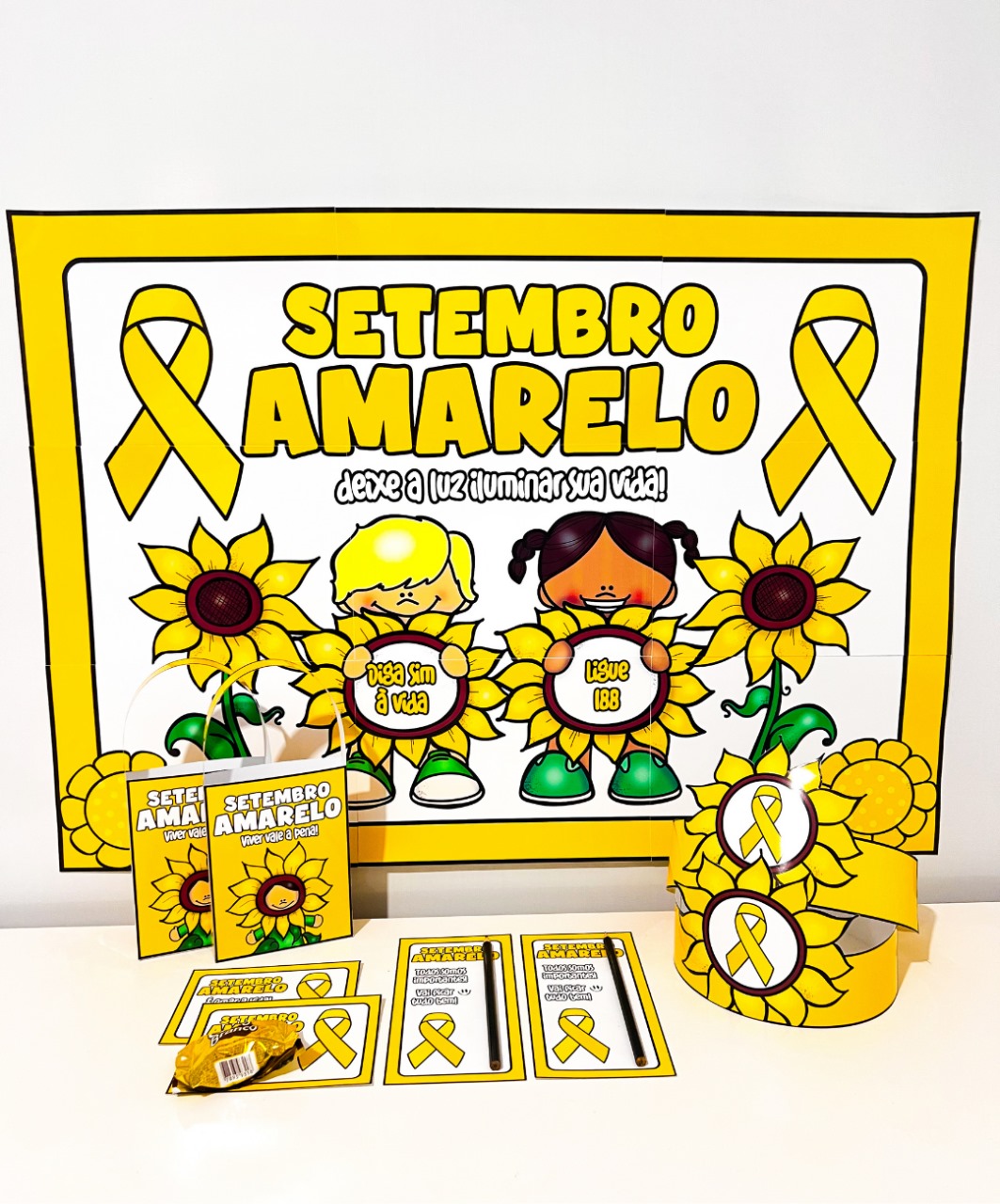 Kit de Setembro Amarelo para imprimir — amostra 6: Prepare o ambiente escolar para o Setembro Amarelo com um PDF que reúne…