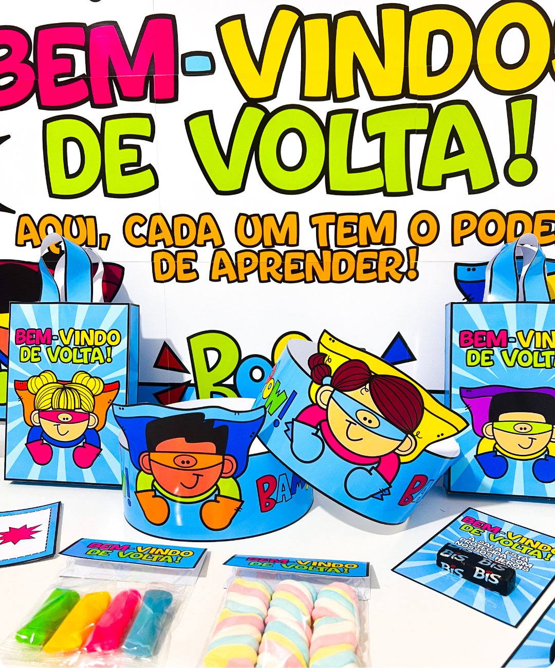 Kit de super-heróis para imprimir — volta às aulas — amostra 1: Uma recepção com o tema super-heróis