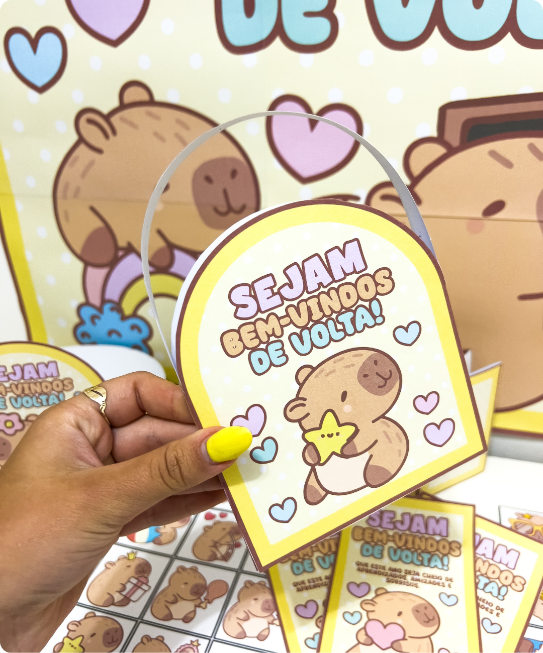 Kit de volta às aulas com capivara para imprimir — amostra 1: Uma recepção com tema de capivara
