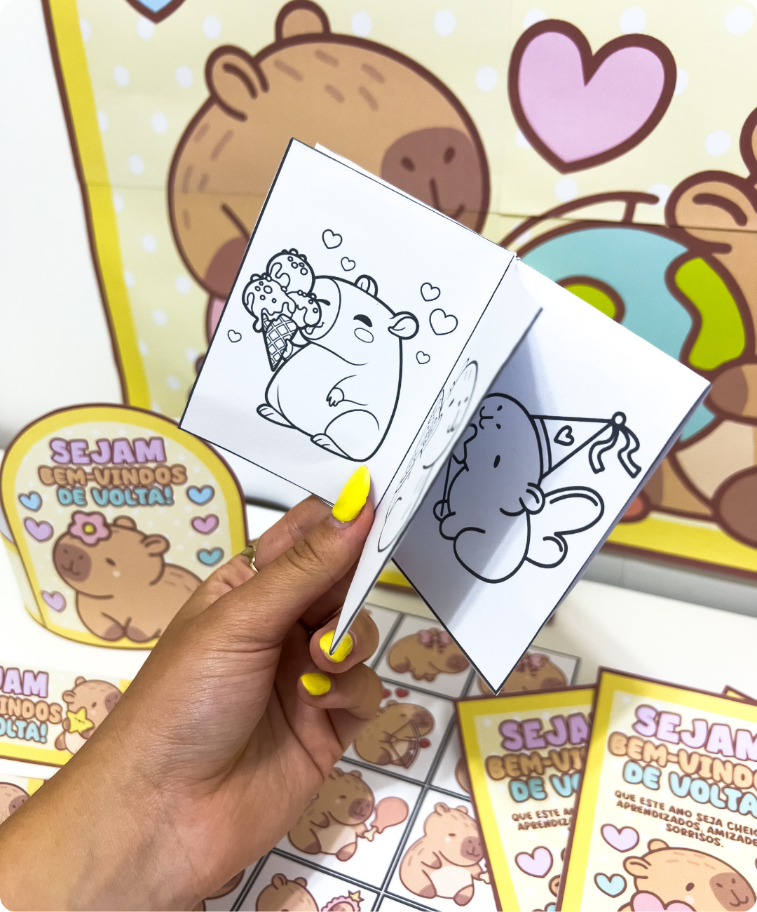 Kit de volta às aulas com capivara para imprimir — amostra 2: Como preparar e usar em sala
