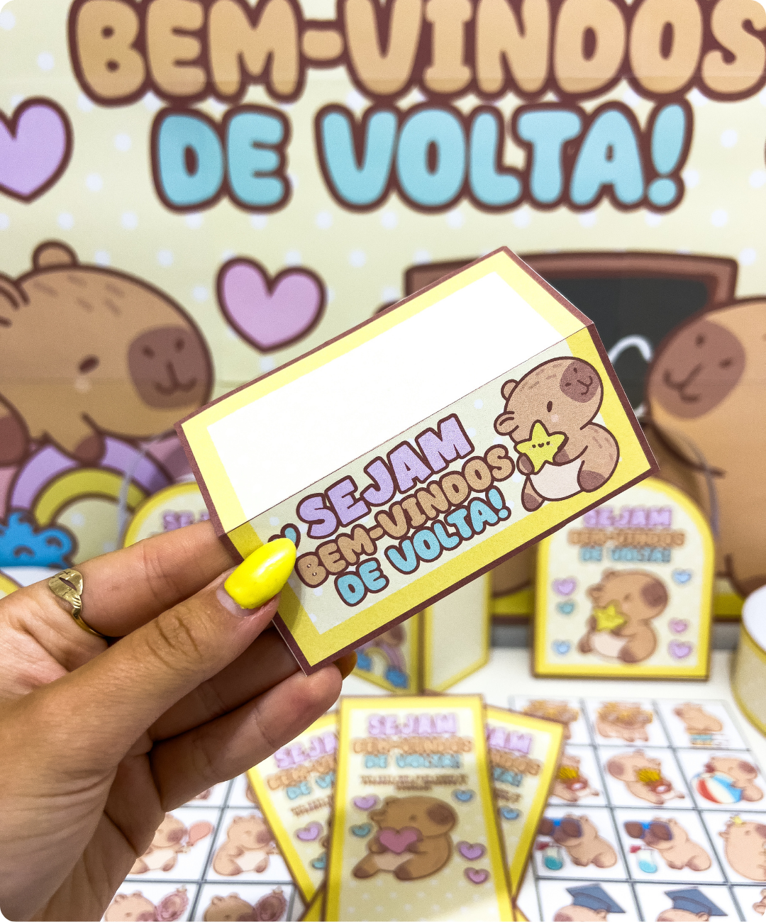 Kit de volta às aulas com capivara para imprimir — amostra 5: Prepare a recepção da turma com um kit em PDF para imprimir…