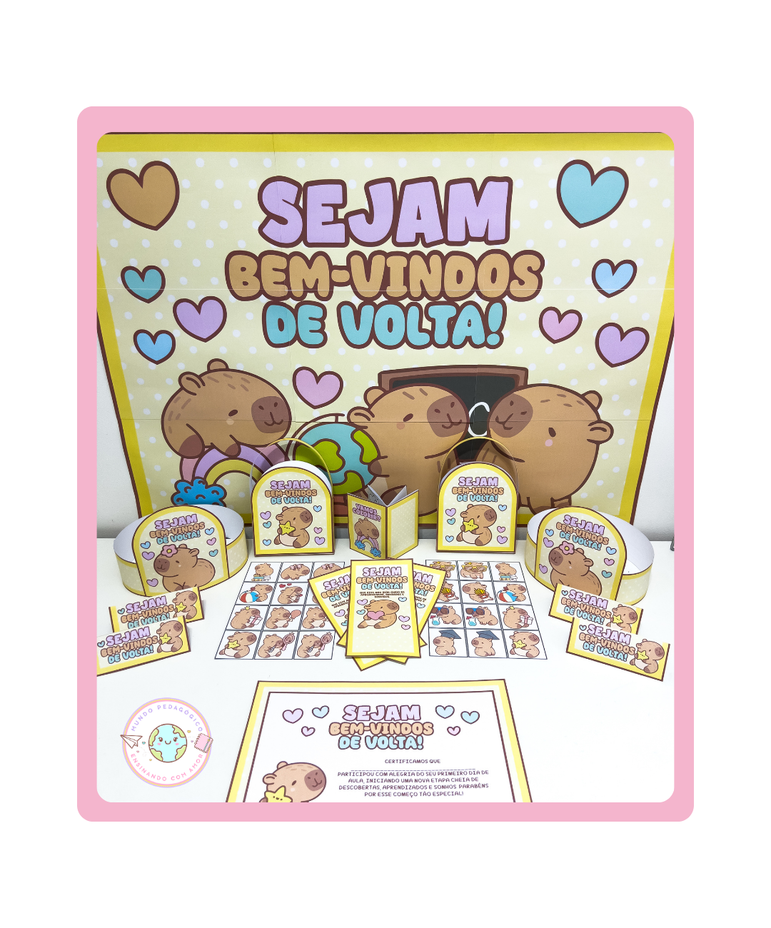 Kit de volta às aulas com capivara para imprimir — capa do material