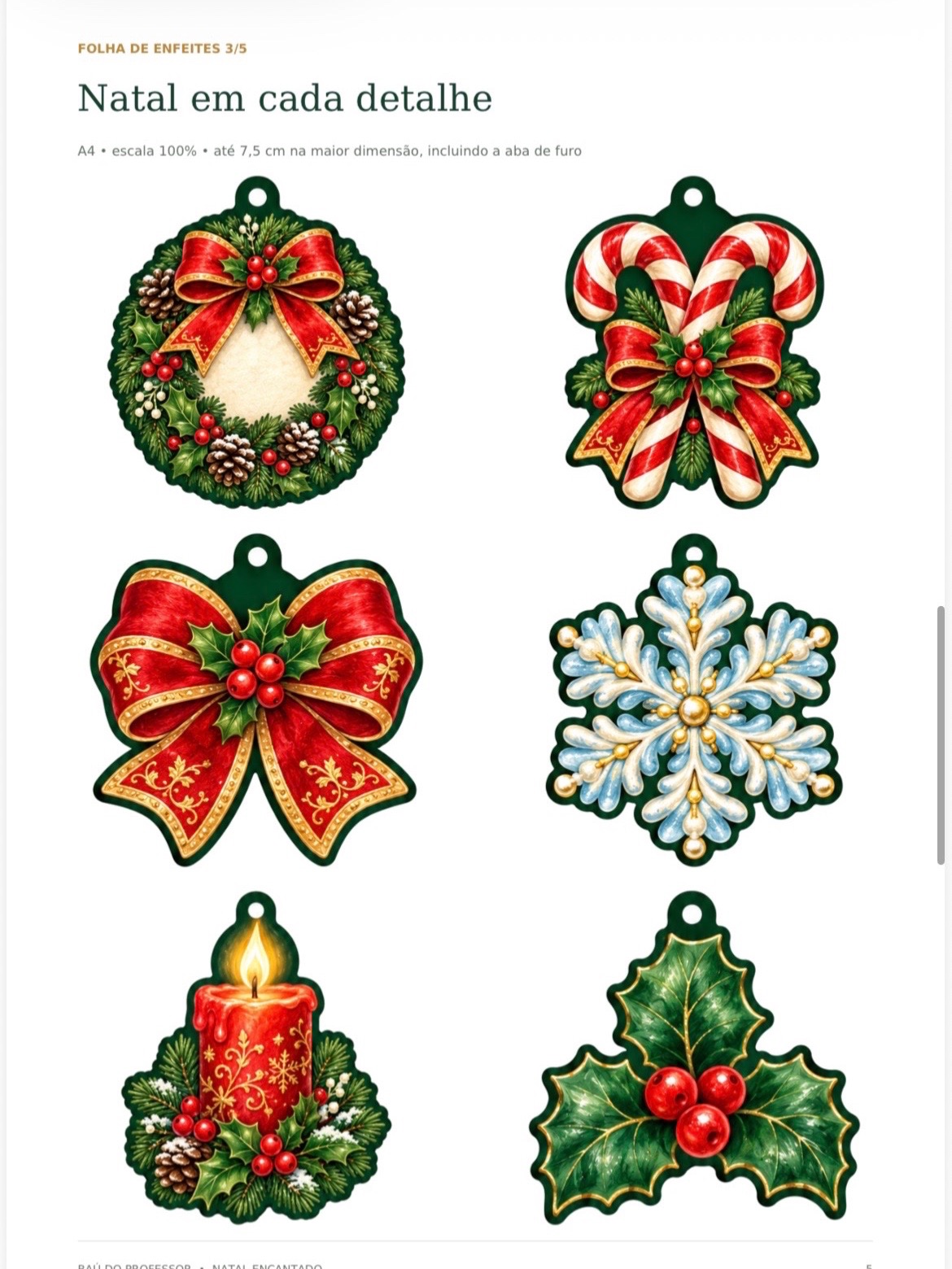 Kit Decoração de Natal para Imprimir — 30 Enfeites para Árvore — amostra 4: Decore sua árvore com 30 enfeites natalinos e…
