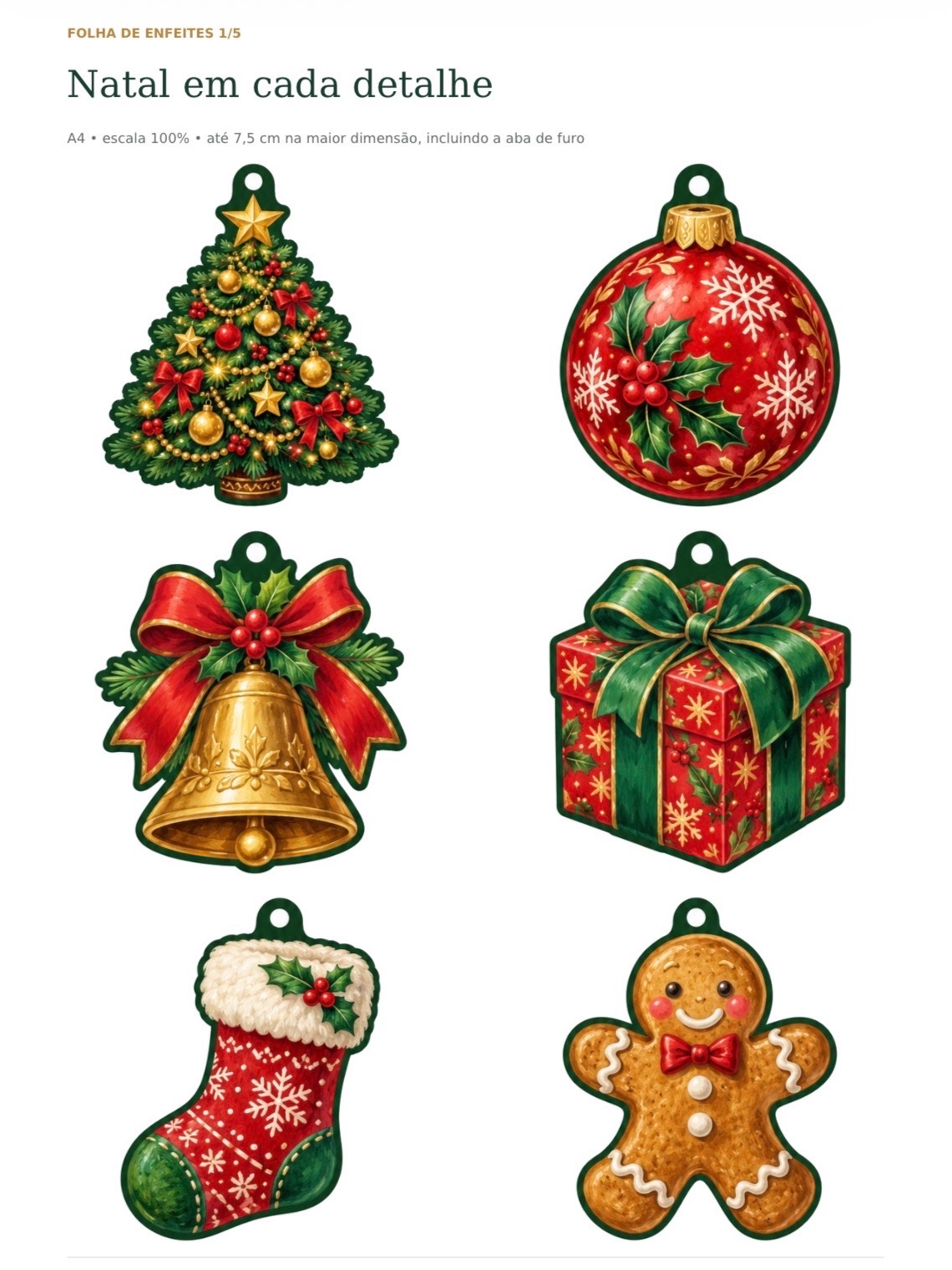Kit Decoração de Natal para Imprimir — 30 Enfeites para Árvore — amostra 6: Decore sua árvore com 30 enfeites natalinos e…