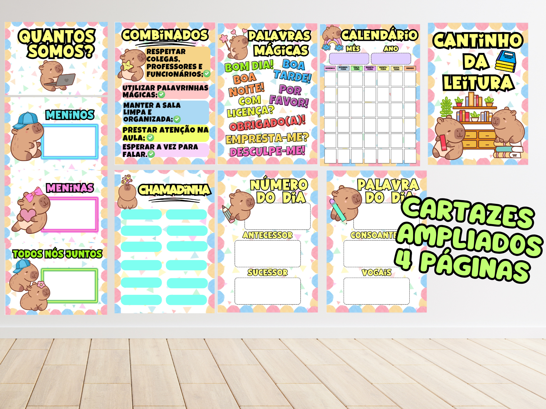 Kit decoração sala de aula: capivara – PDF para Imprimir — amostra 3: Para decorar e auxiliar como recurso lúdico em sala…