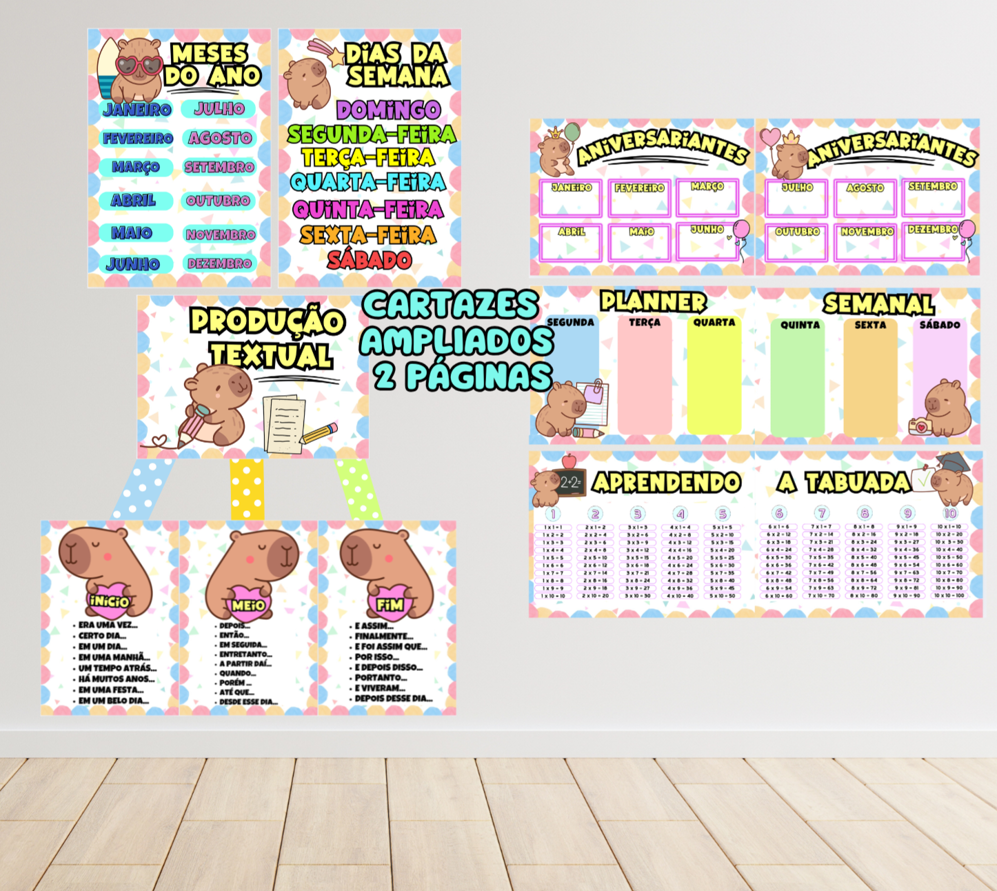 Kit decoração sala de aula: capivara – PDF para Imprimir — amostra 4: Para decorar e auxiliar como recurso lúdico em sala…