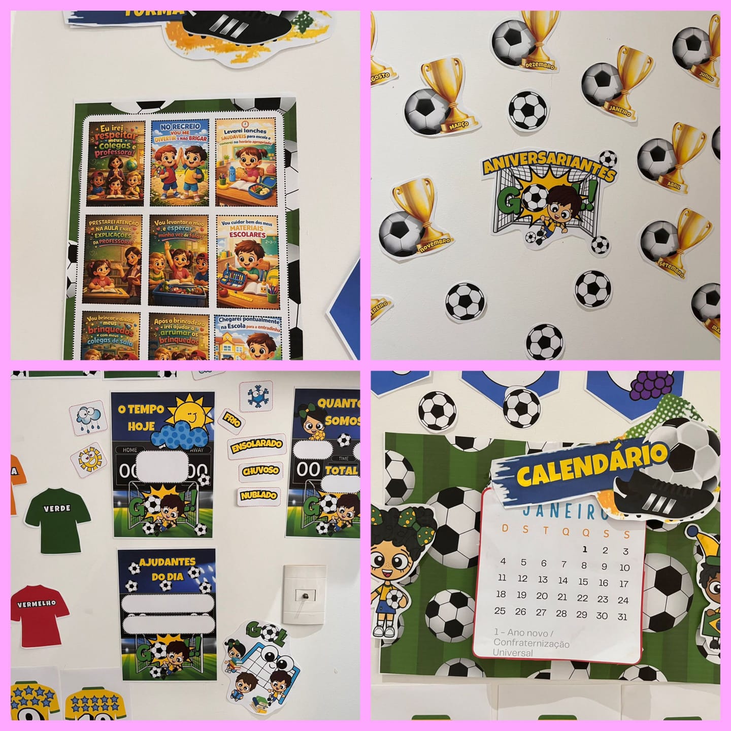 Kit decoração sala de aula: copa do mundo – PDF para Imprimir | Educação Infantil — amostra 1: O que vem no material