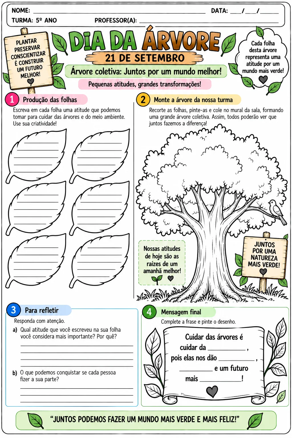 Kit Dia da Árvore – 21 de Setembro | 4º e 5º Ano — amostra 1: Kit com 8 atividades prontas para imprimir sobre o Dia da…