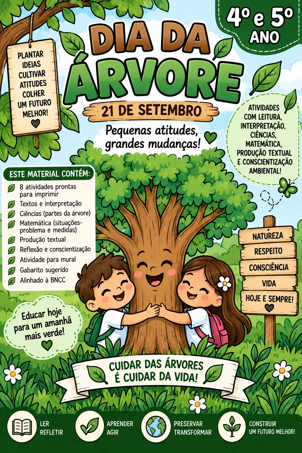 Kit Dia da Árvore – 21 de Setembro | 4º e 5º Ano — Matemática para 5º ano: Kit com 8 atividades prontas para imprimir sobre…