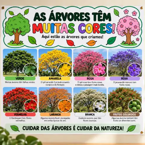 KIT DIA DA ÁRVORE - AS ÁRVORES TÊM MUITAS CORES! - PLR — amostra 1: AS ÁRVORES TÊM MUITAS CORES! 🌳🎨