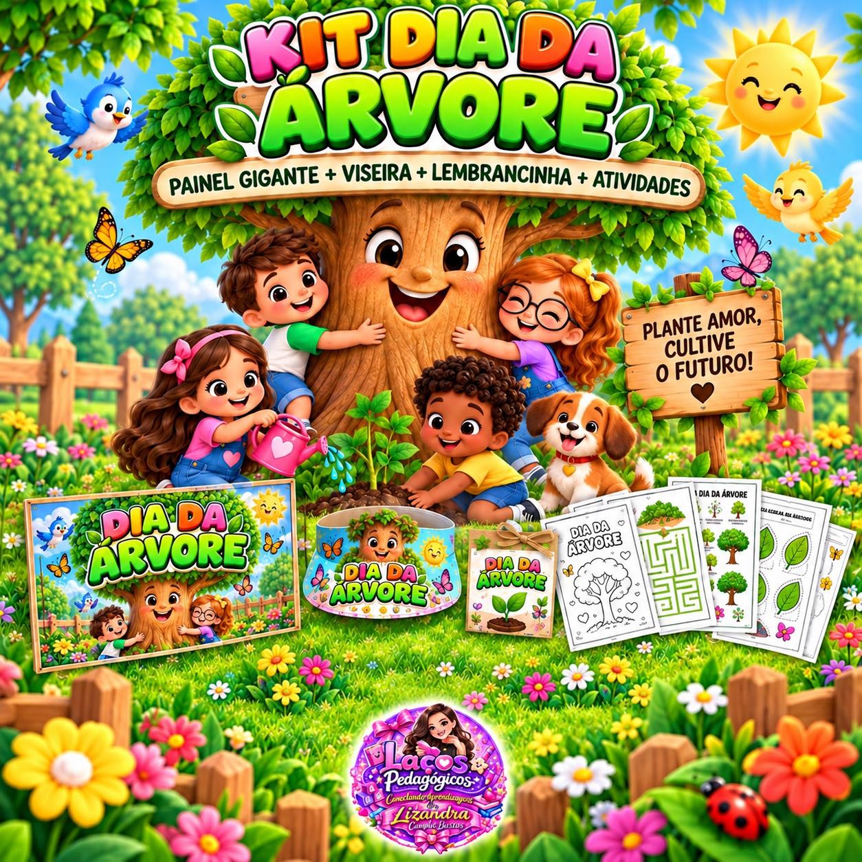 Kit Dia da Árvore com Painel, Viseira e Atividades 1º Ano — capa do material