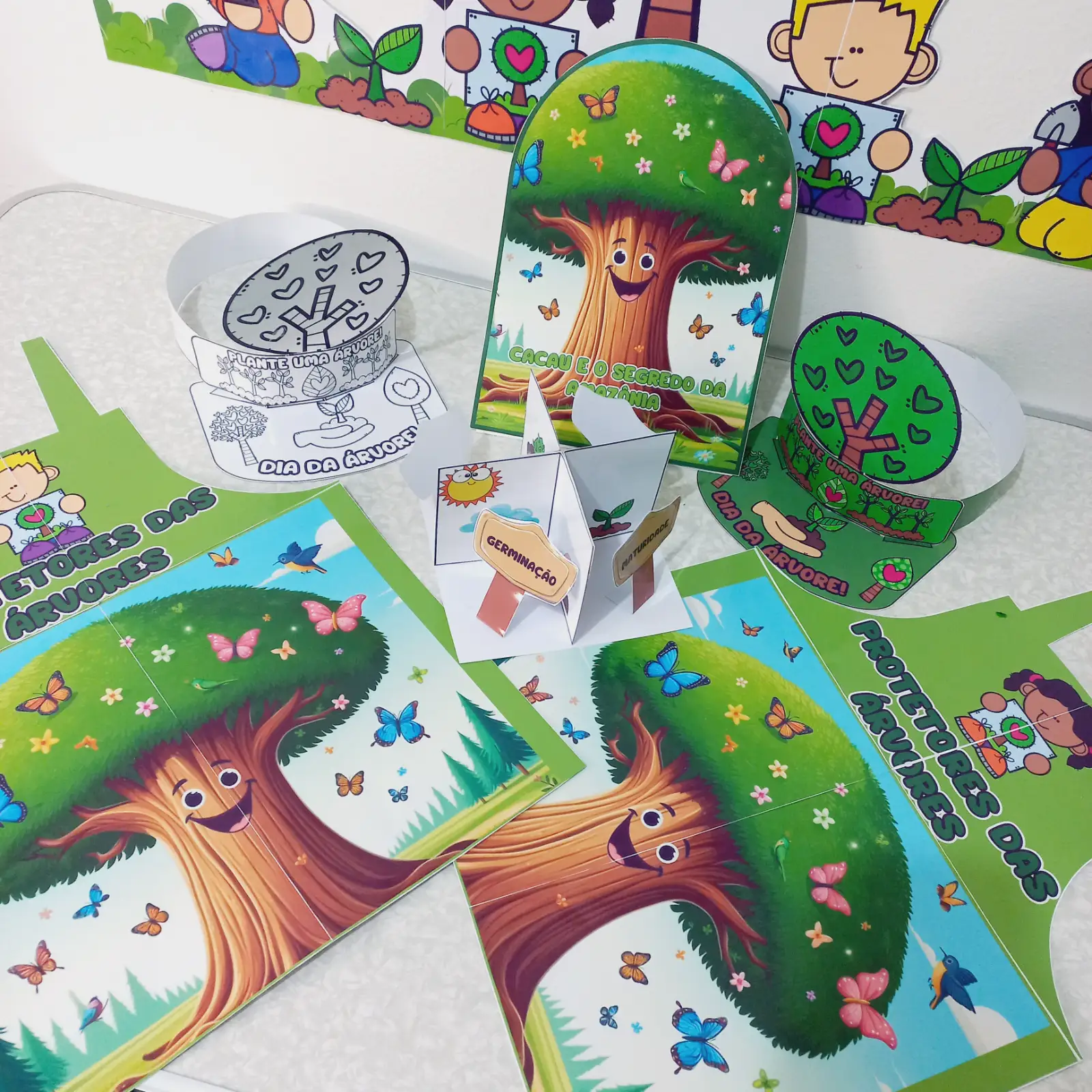🌳kit dia da Árvore Protetores da natureza — amostra 6: 🌳kit dia da Árvore 🌱Painel com Árvore 3d 🌱Avental Protetores de…