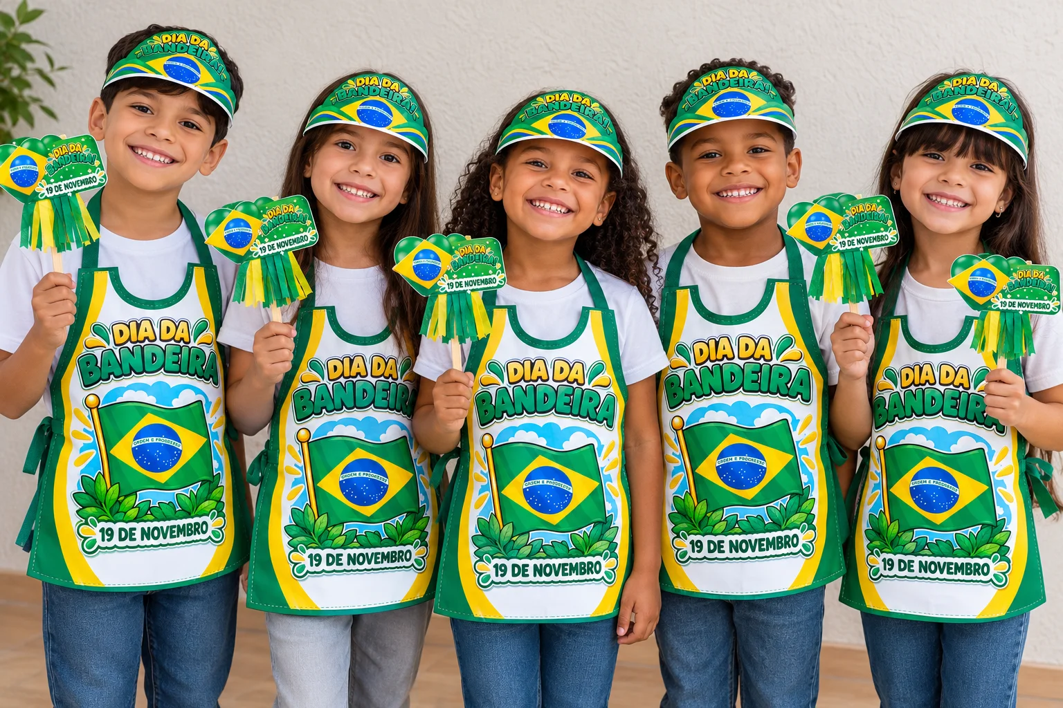 Kit Dia da Bandeira: Painel, Viseira e Avental — amostra 1: Kit Dia da Bandeira para 19 de novembro com painel interativo…