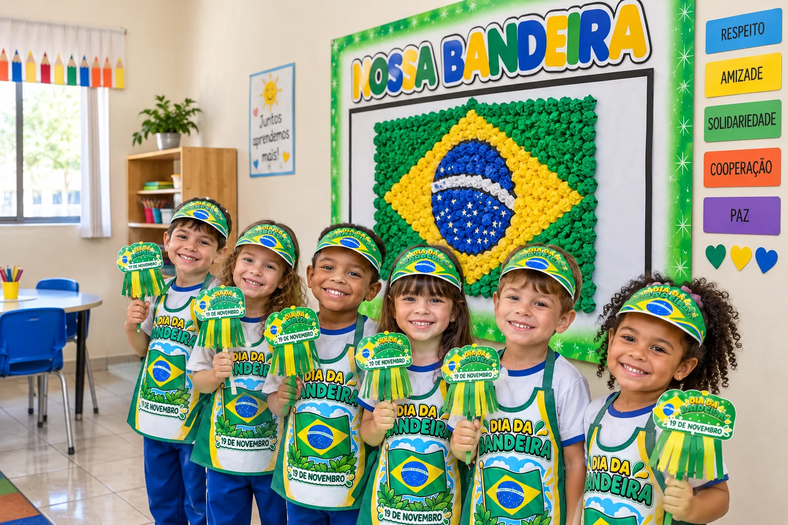 Kit Dia da Bandeira: Painel, Viseira e Avental — Datas comemorativas para Educação Infantil: Kit Dia da Bandeira para 19 de…