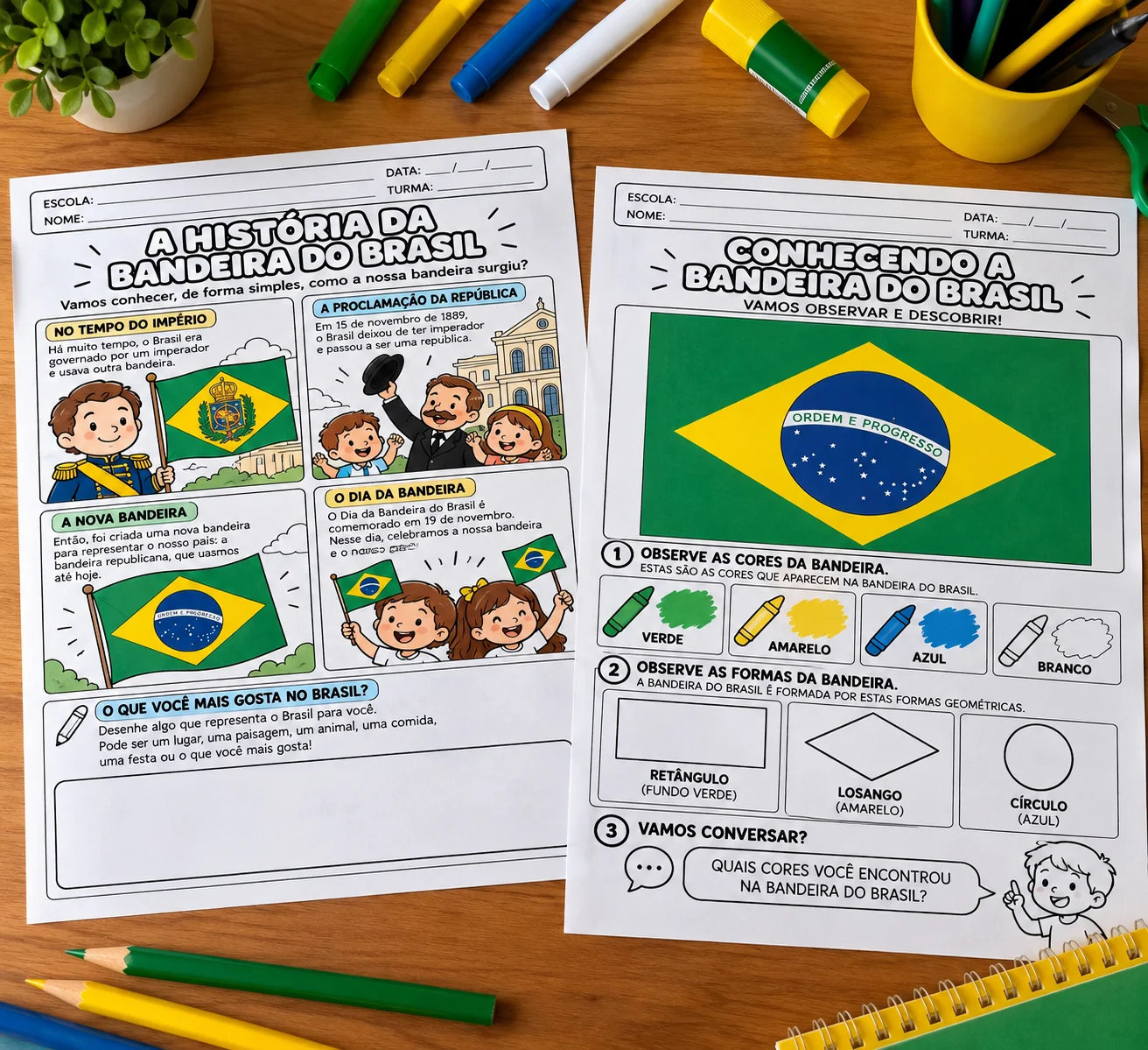 Kit Dia da Bandeira para Educação Infantil: Atividades para Imprimir — amostra 3: HABILIDADES E APRENDIZAGENS DESENVOLVIDAS