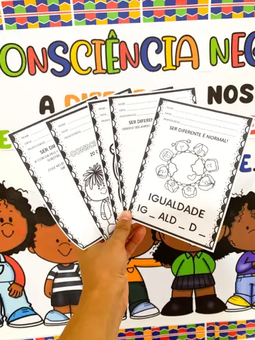 Kit Dia da Consciência Negra para Educação Infantil — amostra 5: Material pedagógico com painel, coroa, luva, fichas, caixa…