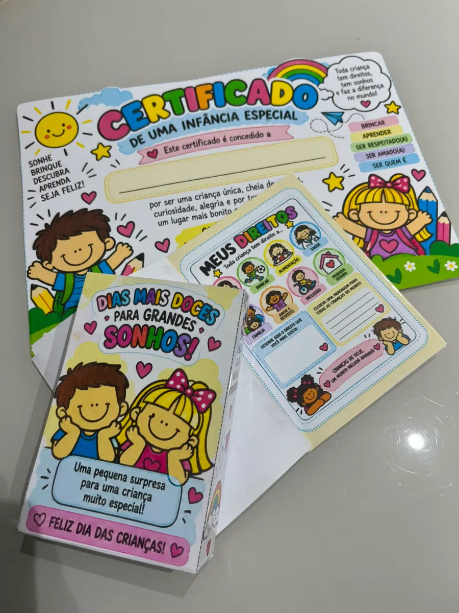 Kit Dia da Criança: Certificado + Lembrancinha + Passaporte — amostra 7: O kit tem uma proposta muito bonita: valorizar a…