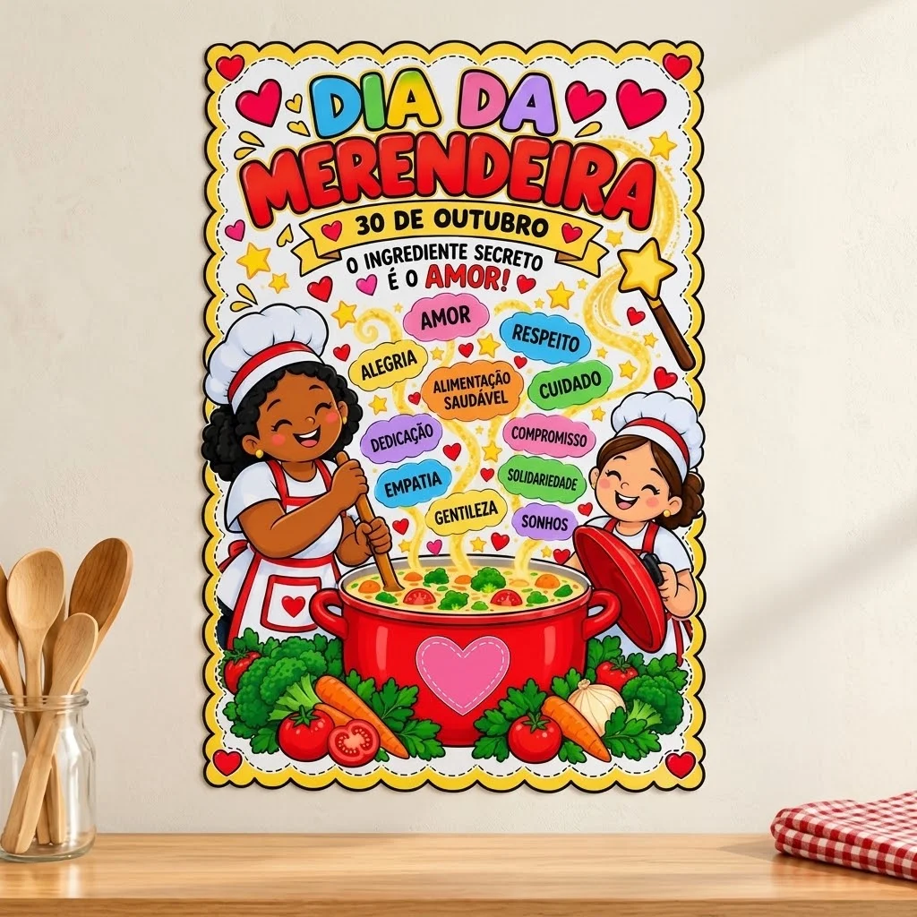 Kit Dia da Merendeira: Painel e Cartão Lembrancinha — amostra 1: 🎁 O QUE VOCÊ RECEBE?