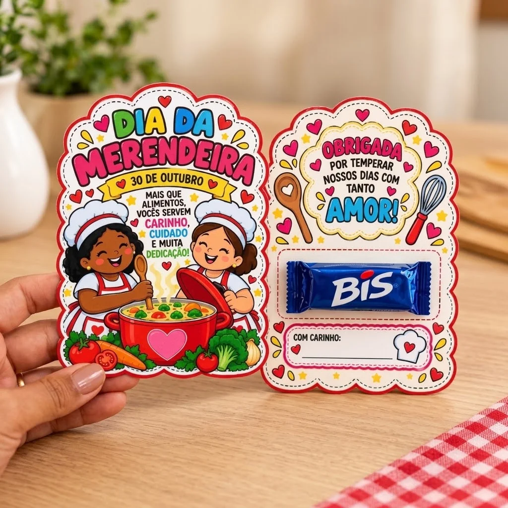 Kit Dia da Merendeira: Painel e Cartão Lembrancinha — amostra 2: 💗 COMO UTILIZAR O MATERIAL?