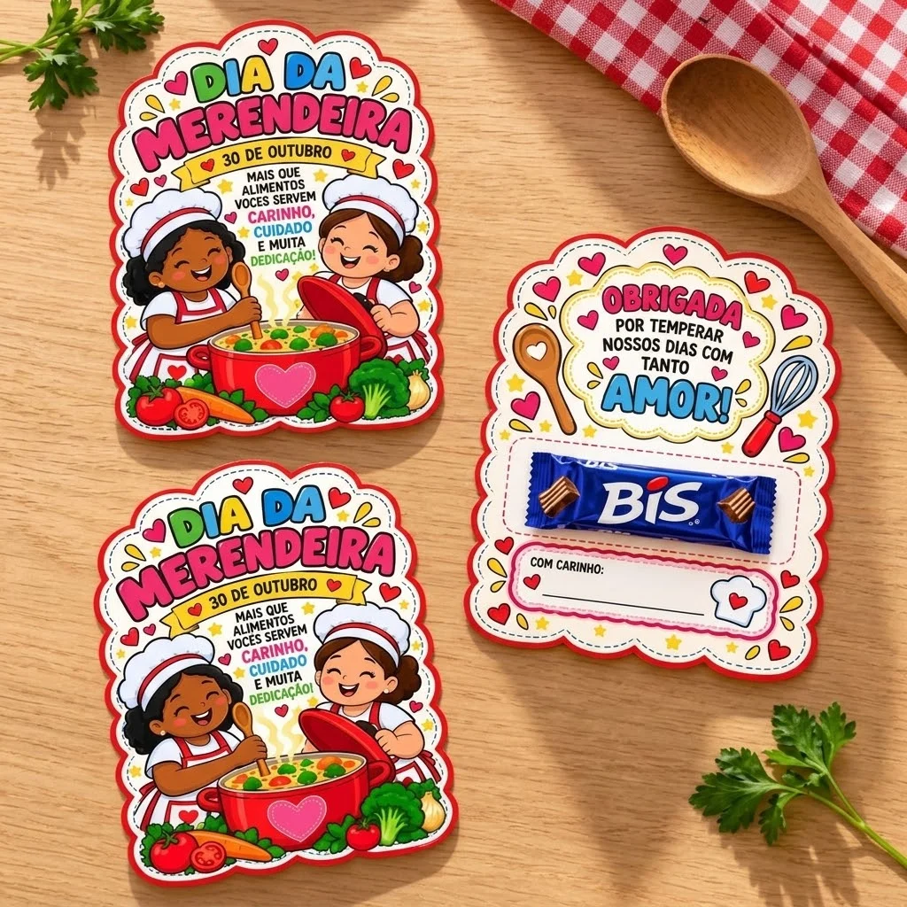 Kit Dia da Merendeira: Painel e Cartão Lembrancinha — amostra 3: 🌷 UMA HOMENAGEM CHEIA DE SIGNIFICADO!